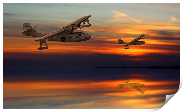  PBY Catalina sundown Print by Oxon Images