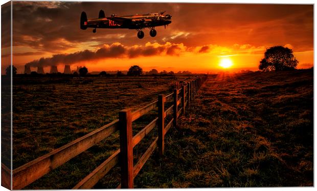  Lancaster Bomber Thumper flying low over country  Canvas Print by Andrew Scott