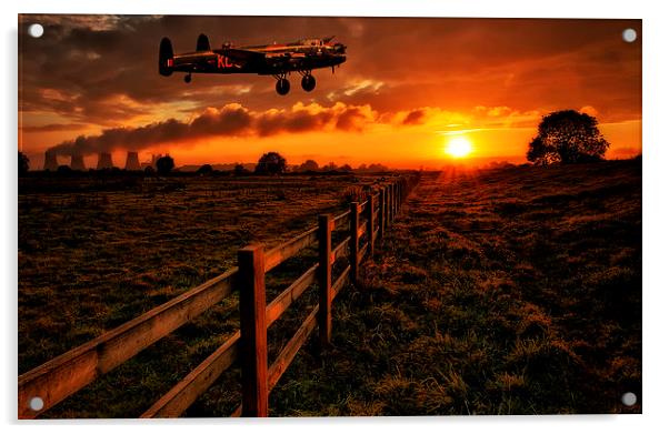  Lancaster Bomber Thumper flying low over country  Acrylic by Andrew Scott