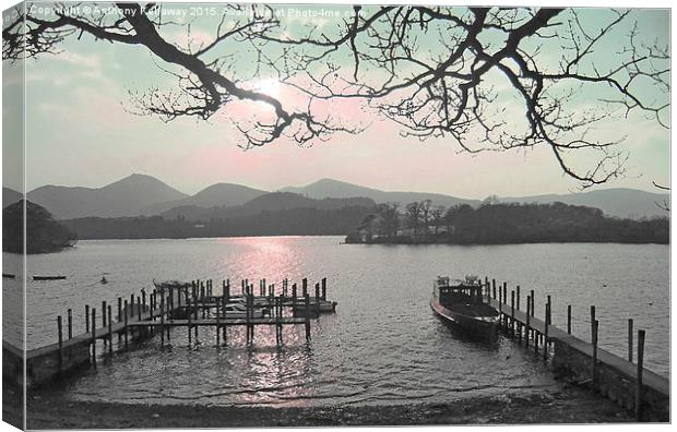  DERWENT WATER SUNSET OIL EFFECT Canvas Print by Anthony Kellaway
