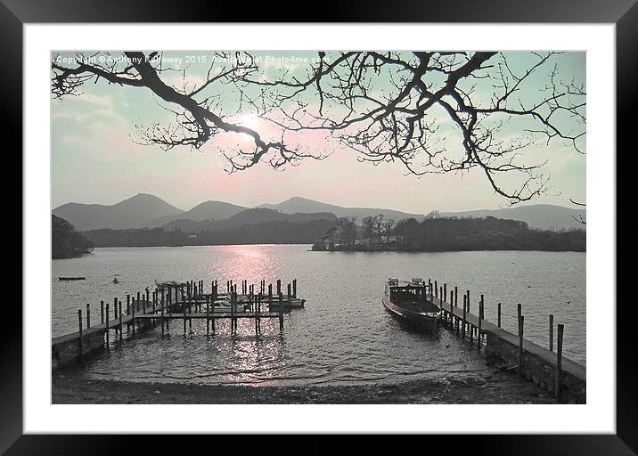  DERWENT WATER SUNSET OIL EFFECT Framed Mounted Print by Anthony Kellaway