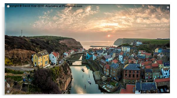 Staithes, Village, at Sunrise, Acrylic by David Hirst