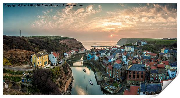  Staithes, Village, at Sunrise, Print by David Hirst