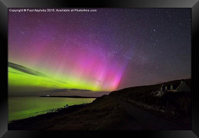  Staffin Bay Aurora, Isle of Skye, Scotland. Framed Print by Paul Appleby
