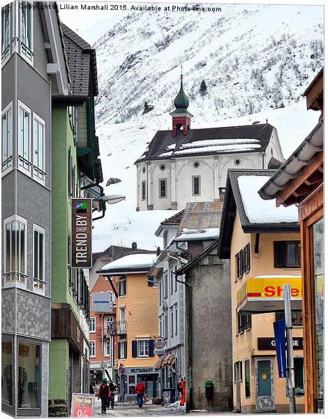  Down town Andermatt Canvas Print by Lilian Marshall