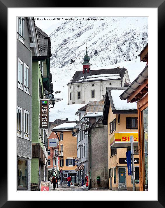  Down town Andermatt Framed Mounted Print by Lilian Marshall