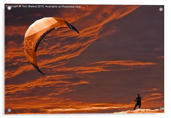  Surreal Surfing orange Acrylic by Terri Waters