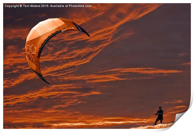  Surreal Surfing orange Print by Terri Waters