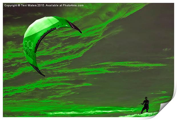Surreal Surfing green Print by Terri Waters