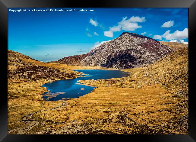  Llyn Idwal and Pen Yr Old Wen Framed Print by Pete Lawless