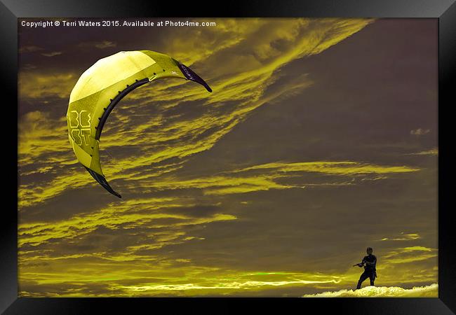Surreal Surfing gold Framed Print by Terri Waters