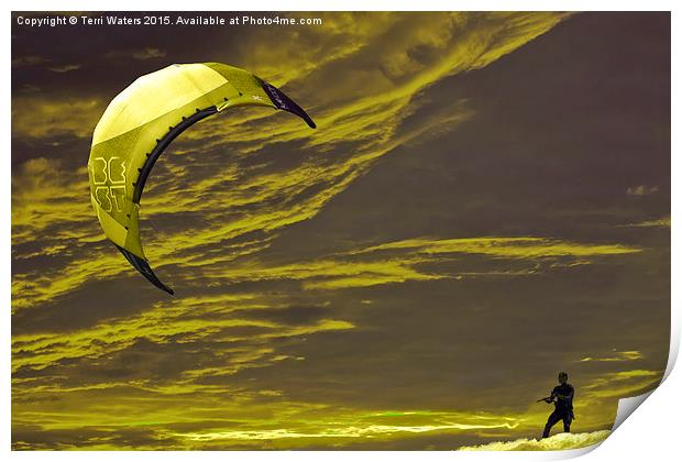 Surreal Surfing gold Print by Terri Waters