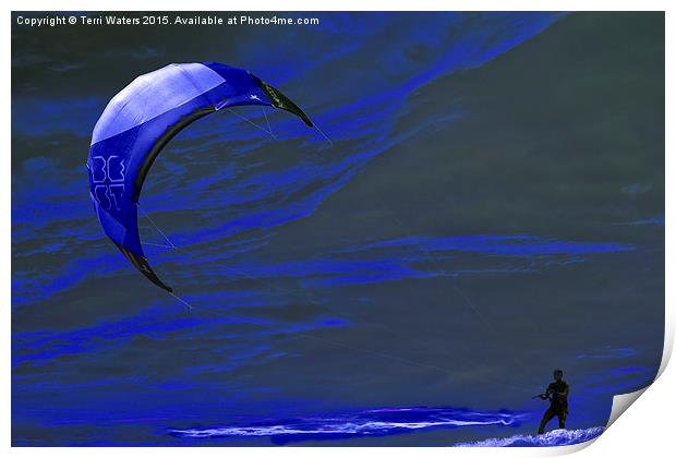  Surreal Surfing blue Print by Terri Waters