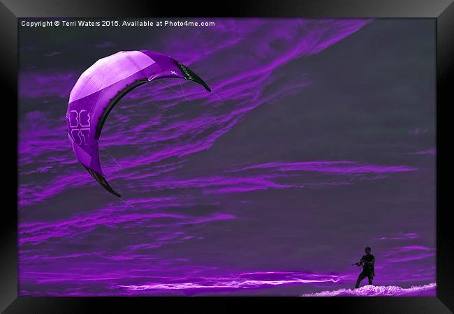  Surreal Surfing purple Framed Print by Terri Waters