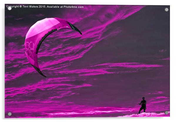 Surreal Surfing pink Acrylic by Terri Waters