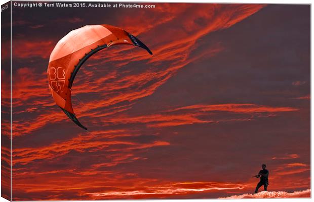 Surreal Surfing red Canvas Print by Terri Waters