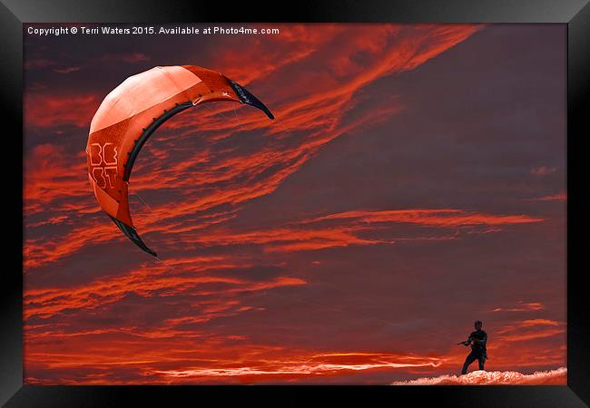 Surreal Surfing red Framed Print by Terri Waters
