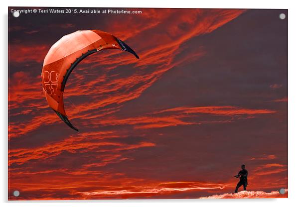 Surreal Surfing red Acrylic by Terri Waters