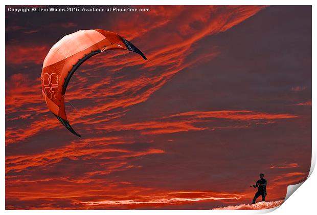 Surreal Surfing red Print by Terri Waters