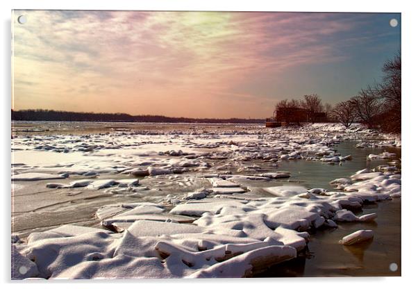  Winter on the Delaware Acrylic by Tom and Dawn Gari