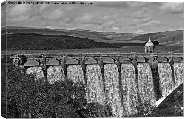  Craig Goch Reservoir in black and White Canvas Print by Diana Mower