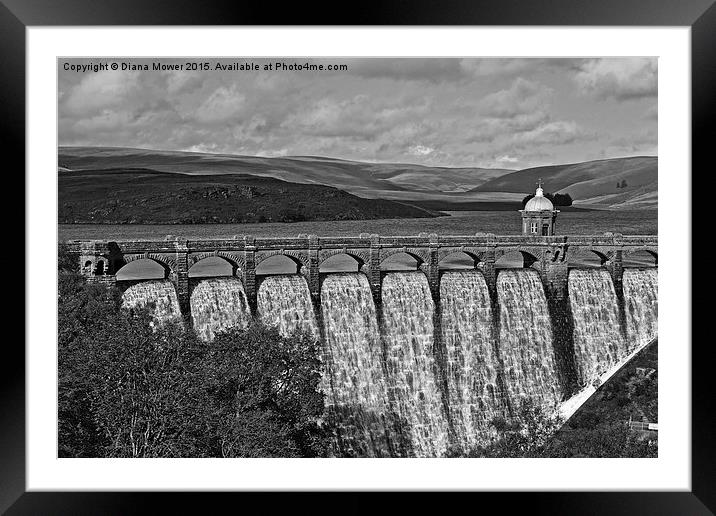  Craig Goch Reservoir in black and White Framed Mounted Print by Diana Mower