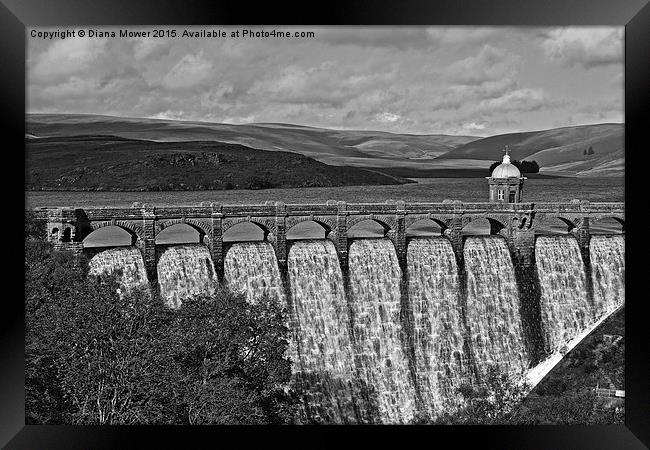  Craig Goch Reservoir in black and White Framed Print by Diana Mower