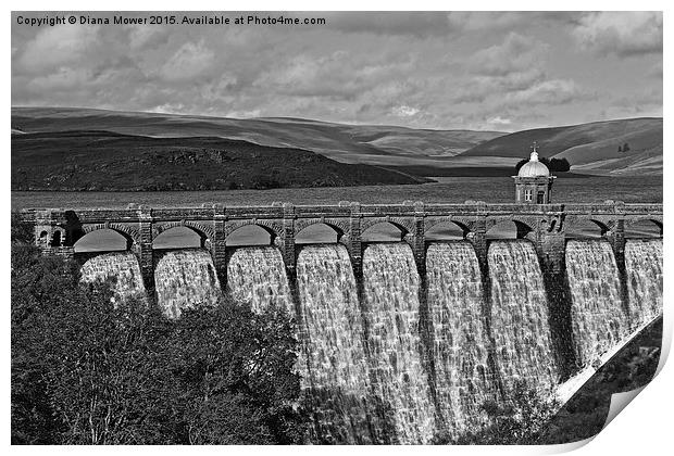  Craig Goch Reservoir in black and White Print by Diana Mower