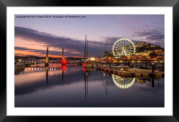 Twilight at Torquay Harbour Framed Mounted Print by John Fowler