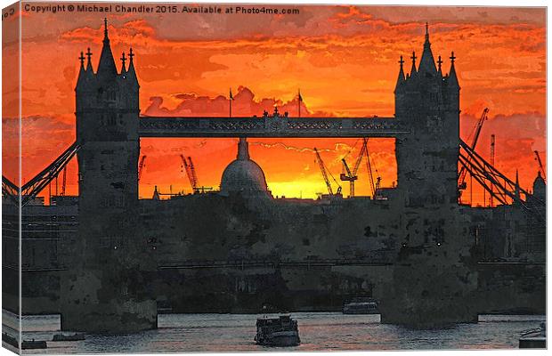  Tower Bridge sunset Canvas Print by Michael Chandler