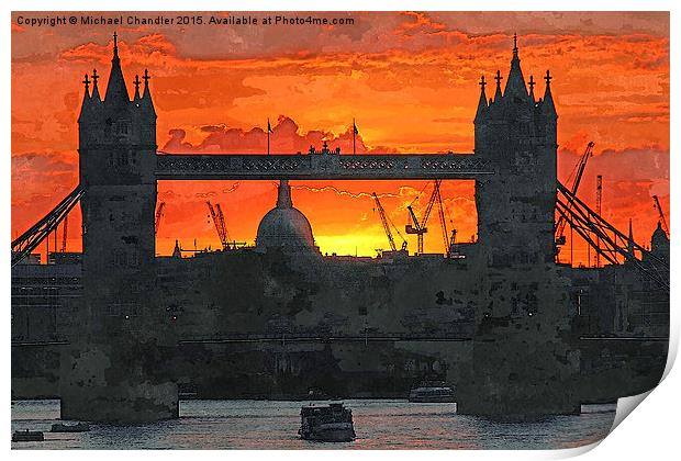  Tower Bridge sunset Print by Michael Chandler