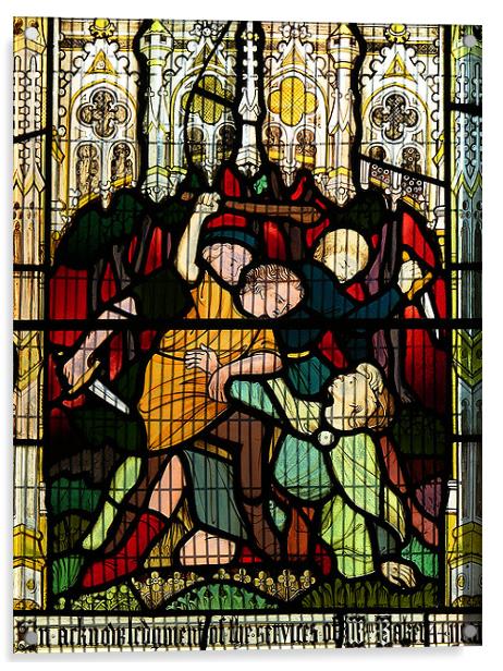 A LEADED LIGHT WINDOW AT CHELMSFORD CATHEDRAL Acrylic by Ray Bacon LRPS CPAGB