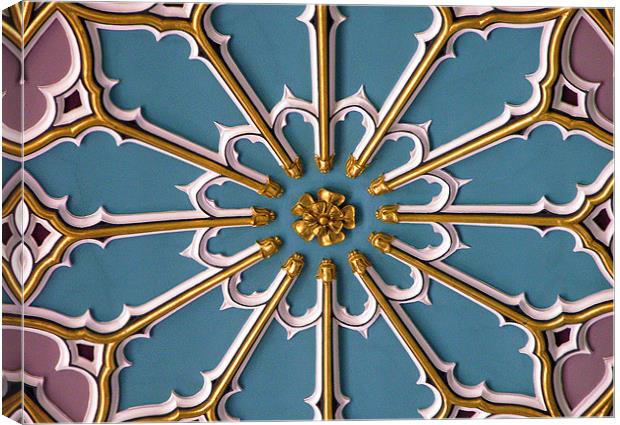 CEILING PANEL AT CHELMSFORD, ESSEX CATHEDERAL. Canvas Print by Ray Bacon LRPS CPAGB