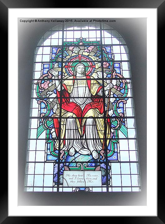  STAINED GLASS WINDOW  Framed Mounted Print by Anthony Kellaway