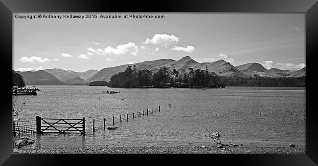  DERWENT WATER BLACK AND WHITE Framed Print by Anthony Kellaway