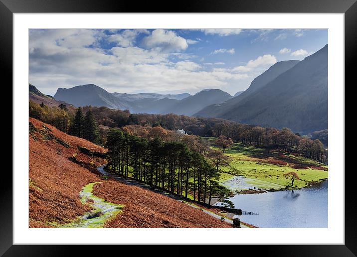  Crummock Water and surrounding hills in Autumn Framed Mounted Print by Ian Duffield