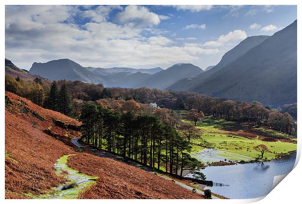  Crummock Water and surrounding hills in Autumn Print by Ian Duffield