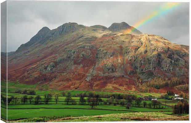  Rainbow on the Langdale Pikes Canvas Print by Ian Duffield
