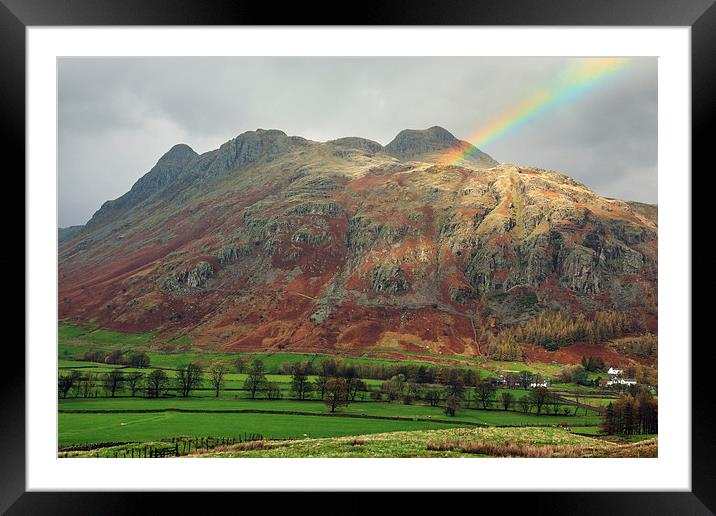  Rainbow on the Langdale Pikes Framed Mounted Print by Ian Duffield