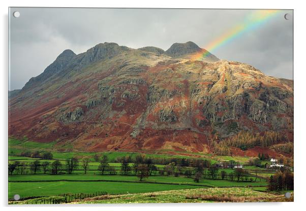 Rainbow on the Langdale Pikes Acrylic by Ian Duffield