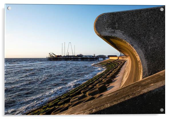  Sea Wall and South Pier - Blackpool Acrylic by Gary Kenyon