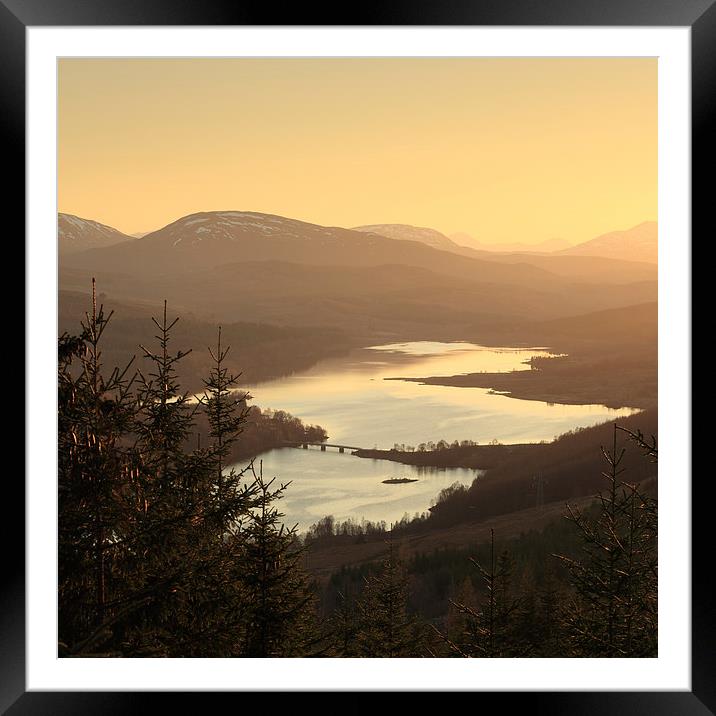 Loch Garry at Sunset Framed Mounted Print by Maria Gaellman