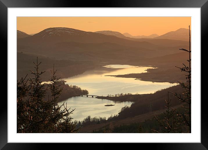 Loch Garry at Sunset Framed Mounted Print by Maria Gaellman