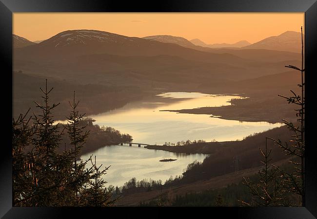 Loch Garry at Sunset Framed Print by Maria Gaellman