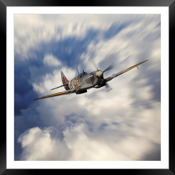 Spitfire Climb Framed Mounted Print by J Biggadike