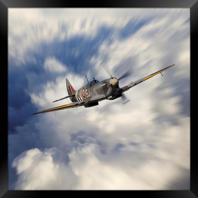 Spitfire Climb Framed Print by J Biggadike