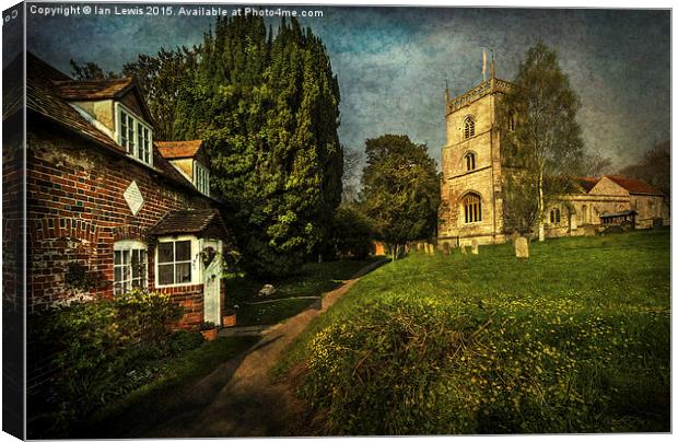  Blewbury Church and Cottages Canvas Print by Ian Lewis