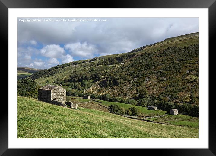 Muker stone barns Framed Mounted Print by Graham Moore