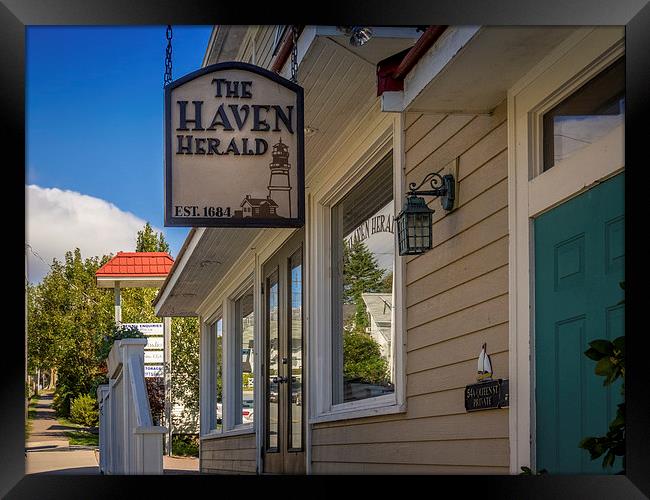 Haven Herald Offices, Chester, Nova Scotia, Canada Framed Print by Mark Llewellyn