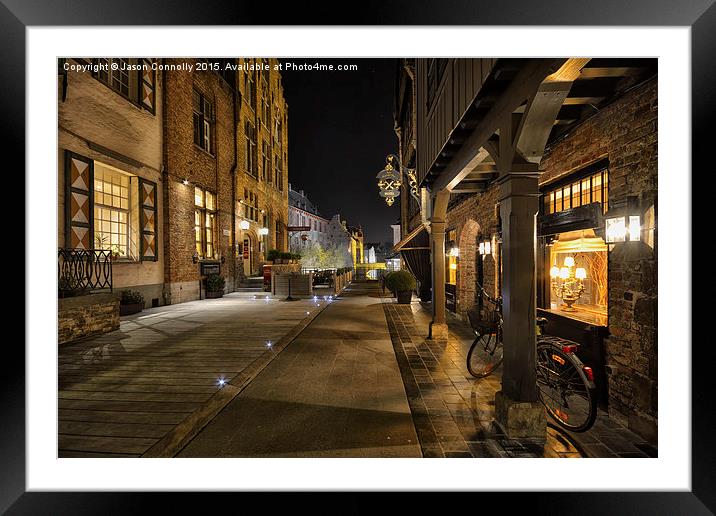  Bruges At Night Framed Mounted Print by Jason Connolly